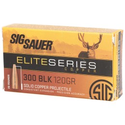 Sig Sauer E300H120 Elite Copper Hunting  300Blackout 120gr Copper Solid 20 Per Box10 Case