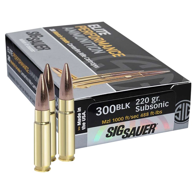 Sig Sauer E300A220 Elite Match Grade  300Blackout 220gr Open Tip Match 20 Per Box25 Case