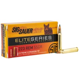 Sig Sauer E223V220 Elite Hunting Varmint  Predator 223Rem 55gr Extreme Expansion Tip 20 Per Box10 Case