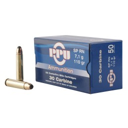 PPU PP30S Standard Rifle  30Carbine 110gr Soft Point Round Nose 50 Per Box10 Case