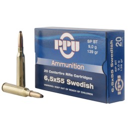 PPU PP6SWS Metric Rifle  6.5x55Swedish 139gr Soft Point Boat Tail 20 Per Box10 Case