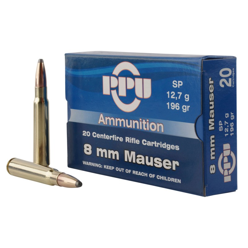 PPU PP8S Metric Rifle  8mmMauser 196gr Soft Point 20 Per Box10 Case