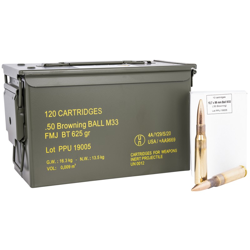 PPU PPRM50M Rangemaster  50BMG 625gr Full Metal Jacket 120rds Sold by Case Includes Metal Can