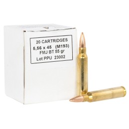 PPU PPRM556B Metric Rifle  5.56x45mmNATO 55gr Full Metal Jacket Boat Tail 1000 Per Box1 Case