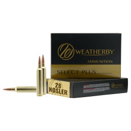 Weatherby M28NS163HCB Select Plus  28Nosler 163gr Hammer Custom 20 Per Box10 Case