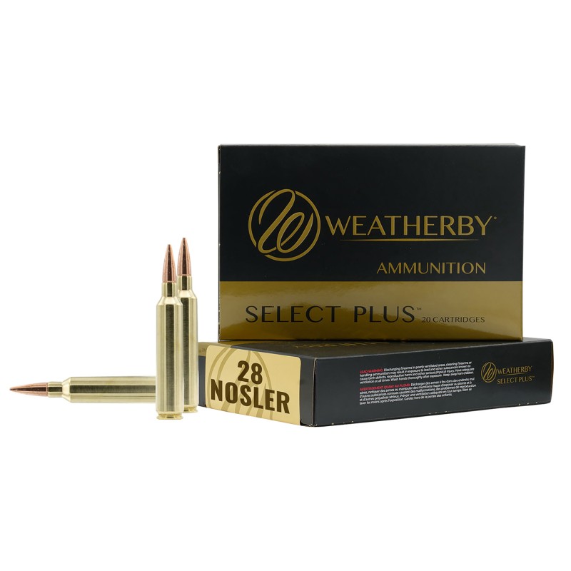 Weatherby F28NOS150SCO Select Plus  28Nosler 150gr Swift Scirocco 20 Per Box10 Case