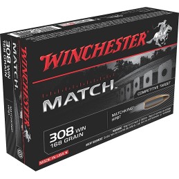 Winchester Ammo S308M Match  308Win 168gr Sierra MatchKing BTHP 20 Per Box10 Case