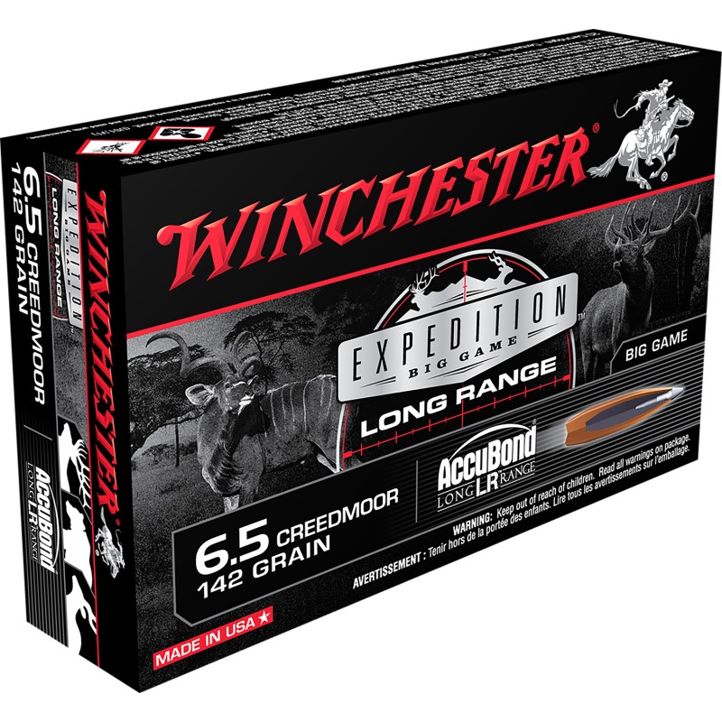 Winchester Ammo S65LR Expedition Big Game Long Range 6.5Creedmoor 142gr Nosler AccuBond Long Range 20 Per Box10 Case