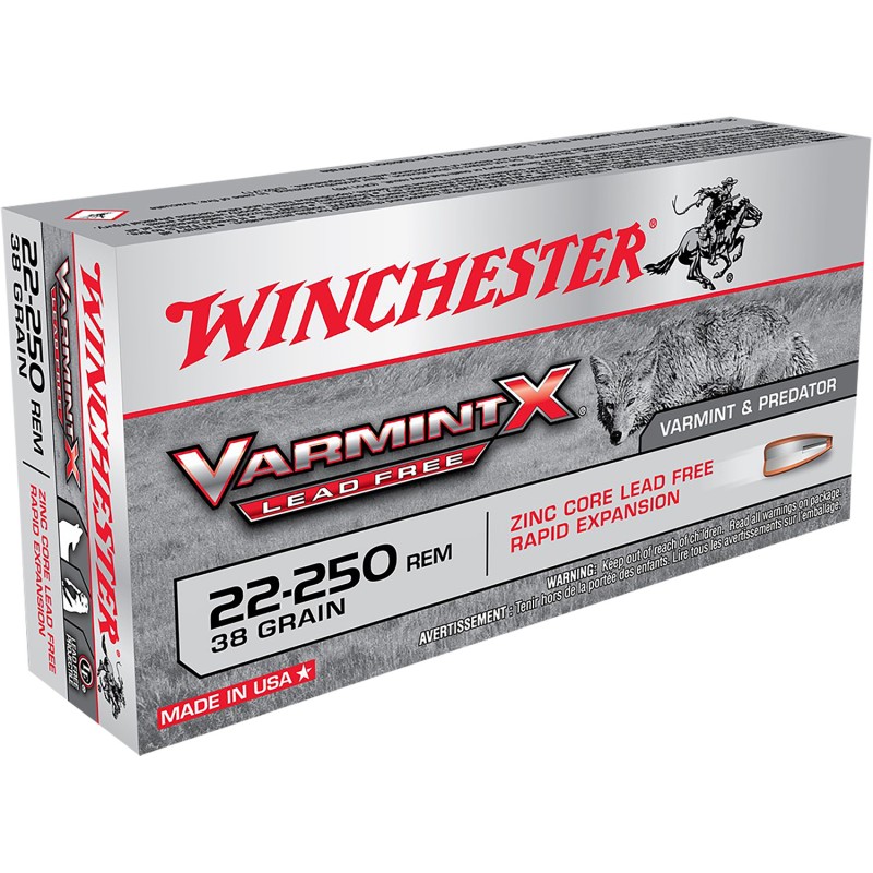 Winchester Ammo X22250PLF Varmint X  22250Rem 38gr Lead Free Polymer Tip Rapid Expansion 20 Per Box10 Case