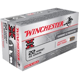 Winchester Ammo X22H1 Super X  22Hornet 45gr Jacketed Soft Point 50 Per Box10 Case