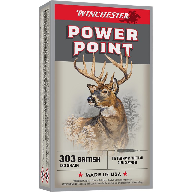 Winchester Ammo X303B1 PowerPoint  303British 180gr 20 Per Box10 Case