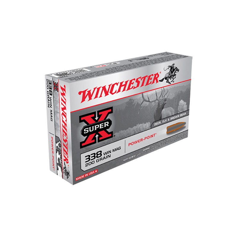 Winchester Ammo X3381 PowerPoint  338WinMag 200gr 20 Per Box10 Case