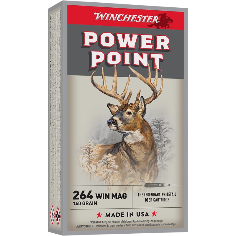 Winchester Ammo X2642 PowerPoint  264WinMag 140gr 20 Per Box10 Case