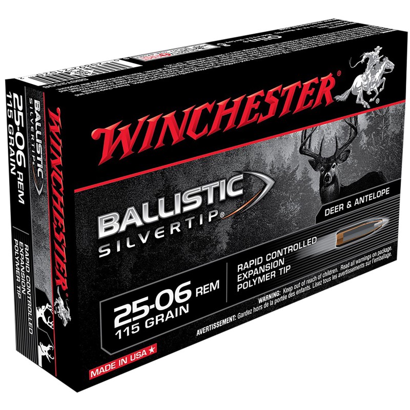 Winchester Ammo SBST2506 Ballistic Silvertip  2506Rem 115gr Rapid Controlled Expansion Polymer Tip 20 Per Box10 Case