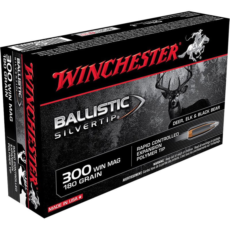 Winchester Ammo SBST300 Ballistic Silvertip  300WinMag 180gr Rapid Controlled Expansion Polymer Tip 20 Per Box10 Case