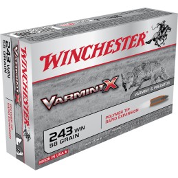 Winchester Ammo X243P Varmint X  243Win 58gr Polymer Tip Rapid Expansion 20 Per Box10 Case