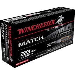 Winchester Ammo S223M2 Match  223Rem 69gr Sierra MatchKing BTHP 20 Per Box10 Case