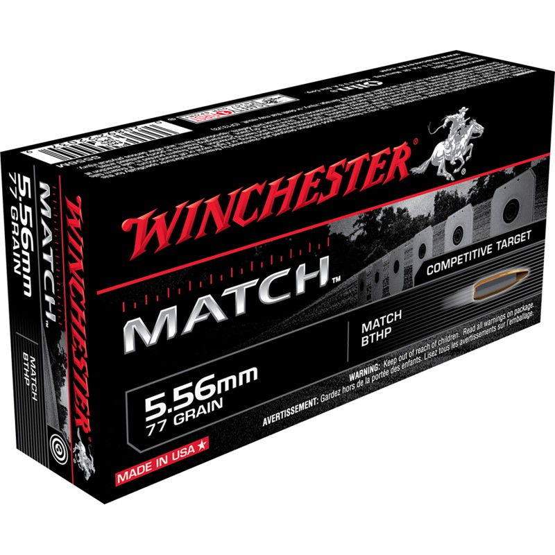 Winchester Ammo S556M Match  5.56x45mmNATO 77gr Sierra MatchKing BTHP 20 Per Box10 Case