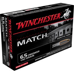 Winchester Ammo S65CM Match  6.5Creedmoor 140gr Sierra MatchKing BTHP 20 Per Box10 Case