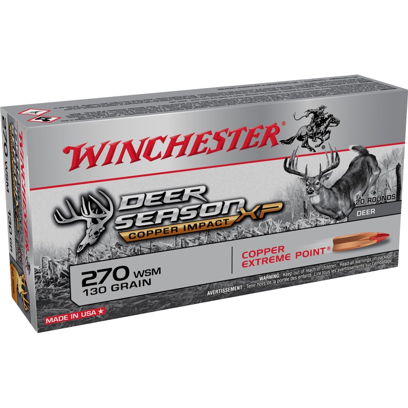 Winchester Ammo X270SDSLF Deer Season XP Copper Impact 270WSM 130gr Copper Extreme Point LeadFree 20 Per Box10 Case