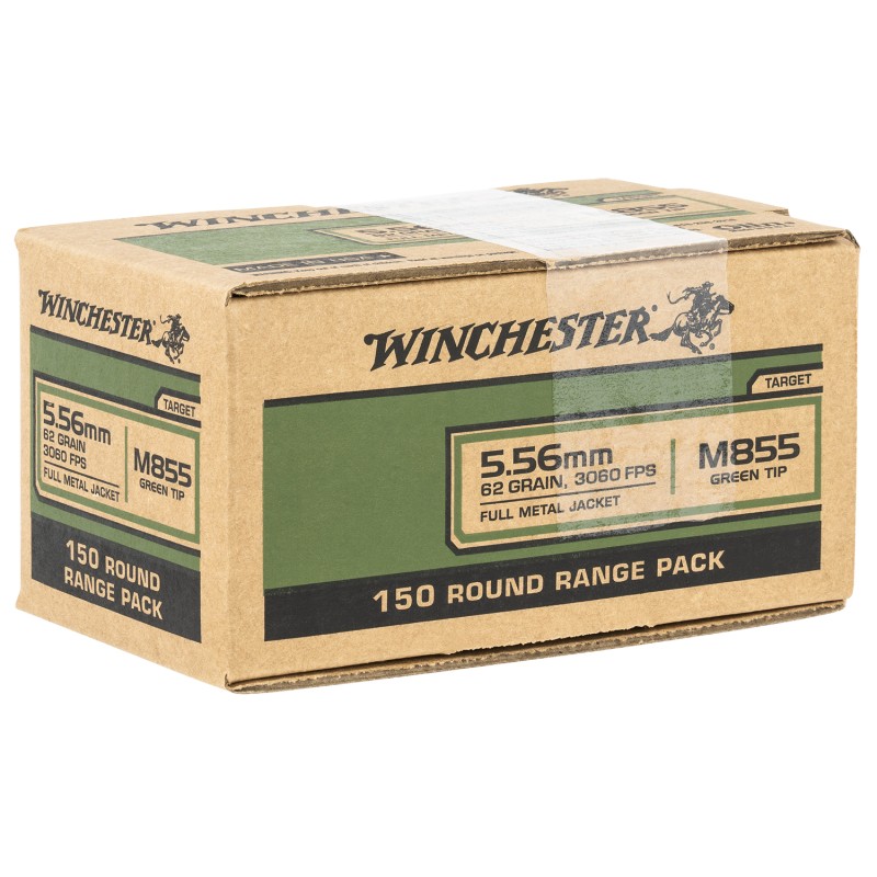 Winchester Ammo WM855150 USA M855 Green Tip 5.56x45mmNATO 62gr Full Metal Jacket 150 Per Bx4 Case Value Pack