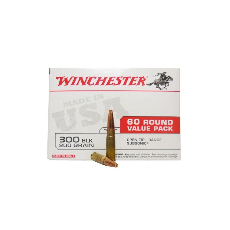 Winchester Ammo USA300BXVP USA  300Blackout 200gr Open Tip Range Subsonic 60 Per Bx4 Case Value Pack