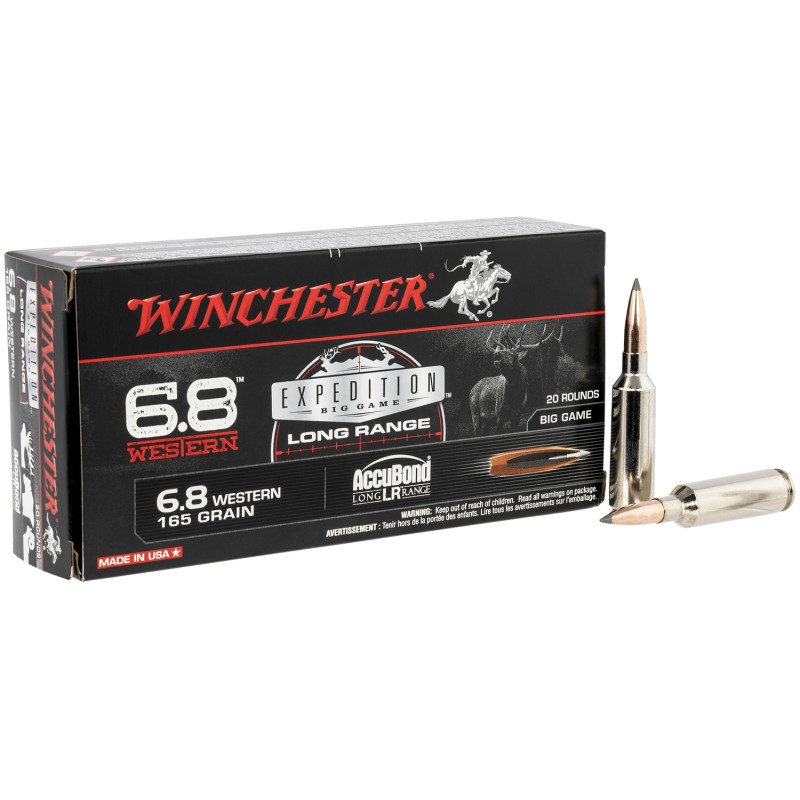 Winchester Ammo S68WLR Expedition Big Game Long Range 6.8Western 165gr Nosler AccuBond Long Range 20 Per Box10 Case