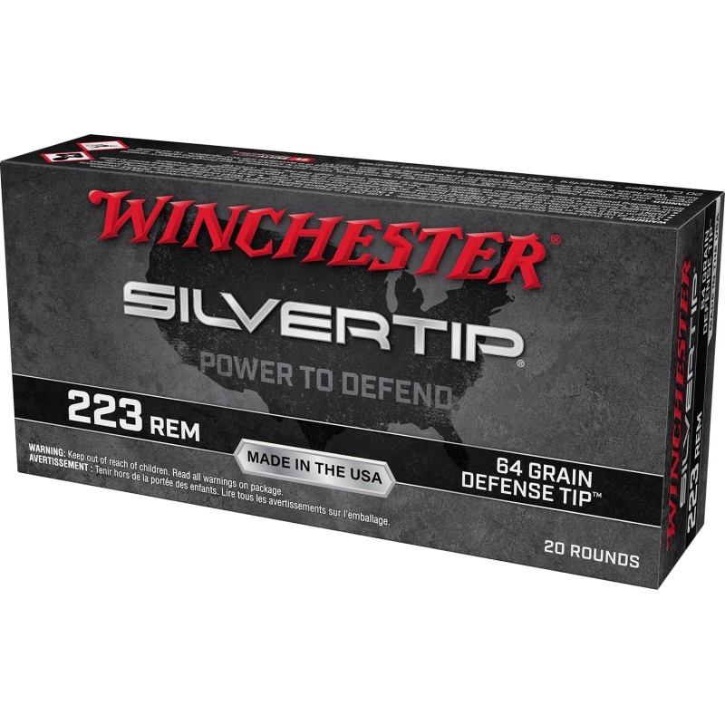 Winchester Ammo W223ST Silvertip  223Rem 64gr Defense Tip 20 Per Box10 Case