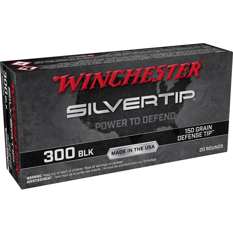 Winchester Ammo W300ST Silvertip  300Blackout 150gr Defense Tip 20 Per Box10 Case