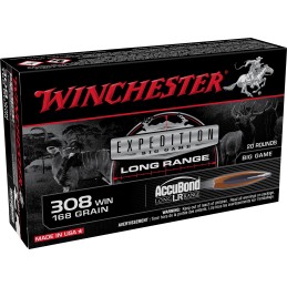 Winchester Ammo S308LR Expedition Big Game Long Range 308Win 168gr Nosler AccuBond LongRange 20 Per Box10 Case