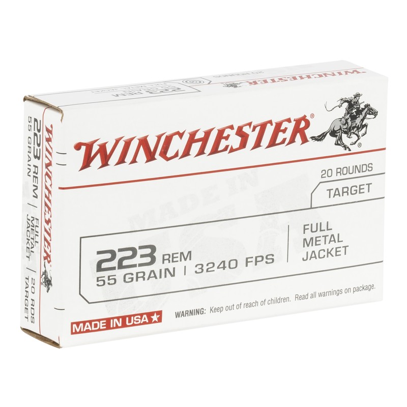 Winchester Ammo W223K USA  223Rem 55gr Full Metal Jacket 20 Per Box50 Case