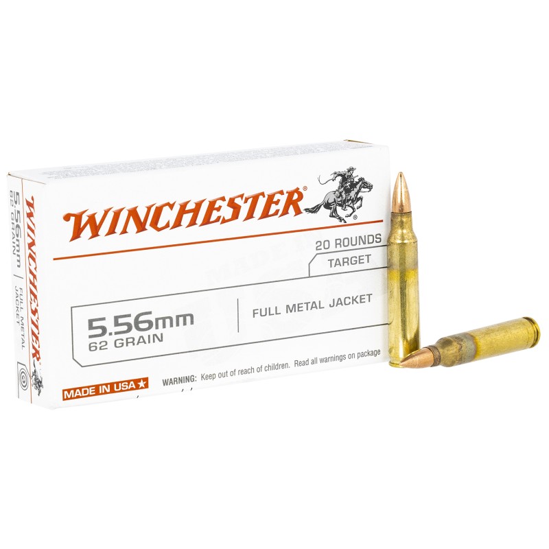 Winchester Ammo USA5562 USA  5.56x45mmNATO 62gr Full Metal Jacket 20 Per Box50 Case