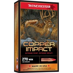 Winchester Ammo X270CLF Copper Impact  270Win 130gr Copper Extreme Point Lead Free 20 Per Box10 Case