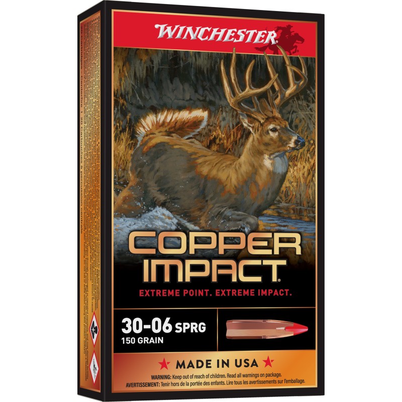 Winchester Ammo X3006CLF Copper Impact  3006Springfield 150gr Copper Extreme Point Lead Free 20 Per Box10 Case