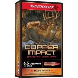 Winchester Ammo X65CLF Copper Impact  6.5Creedmoor 125gr Copper Extreme Point Lead Free 20 Per Box10 Case