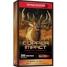 Winchester Ammo X300CLF2 Copper Impact  300WinMag 180gr Copper Extreme Point Lead Free 20 Per Box10 Case