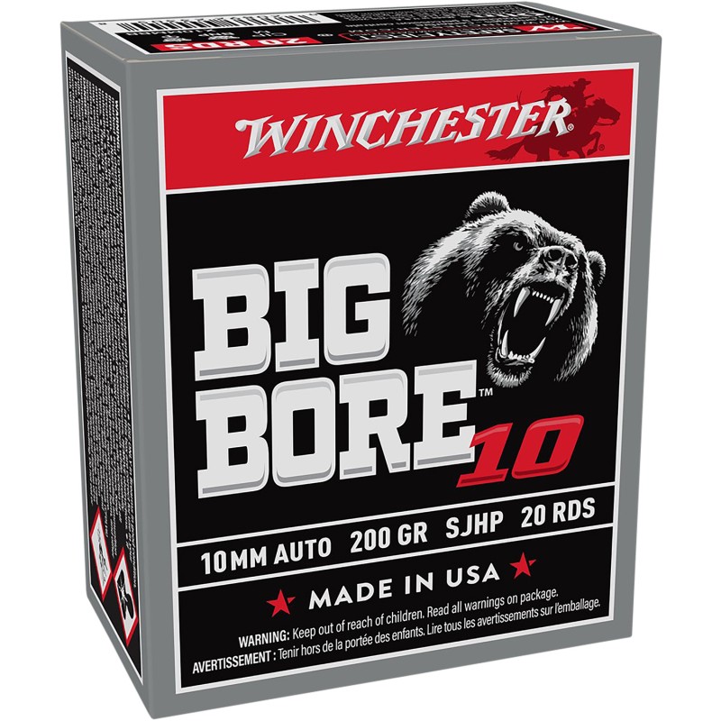 Winchester Ammo X10MMBB Big Bore  10mmAuto 200gr Semi Jacketed Hollow Point 20 Per Box10 Case