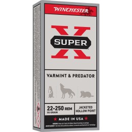 Winchester Ammo X22250HP Super X Varmint  Predator 22250Rem 55gr Jacketed Hollow Point 20 Per Box10 Case